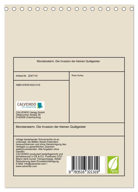 Produktbild: Monsteralarm. Die Invasion der kleinen Qu&auml;lgeister (Tischkalender 2026 DIN A5 hoch), CALVENDO Monatskalender