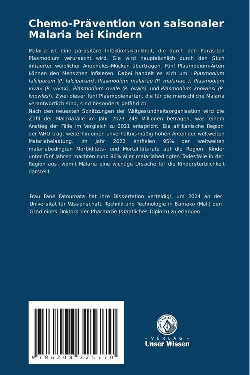 Produktbild: Chemo-Pr&auml;vention von saisonaler Malaria bei Kindern