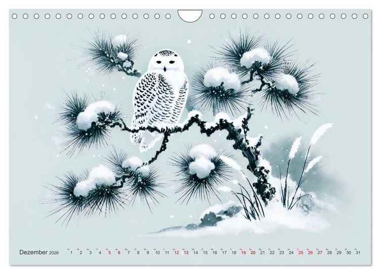 Produktbild: Federleicht - Vogelwelt im Stile asiatischer Tuschmalerei (Wandkalender 2026 DIN A4 quer), CALVENDO Monatskalender