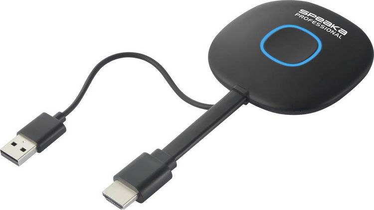 Produktbild: SpeaKa Professional SP-VShareZ Drahtloser Sender f&uuml;r Pr&auml;sentationssystem Sichere Funk&uuml;bertragung50m 2.4GHz, 5GHz, 5.8