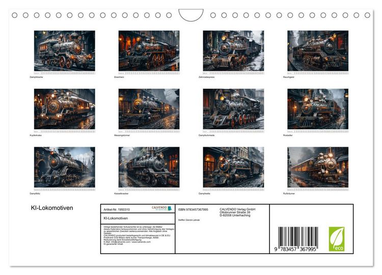 Produktbild: KI-Lokomotiven (Wandkalender 2026 DIN A4 quer), CALVENDO Monatskalender