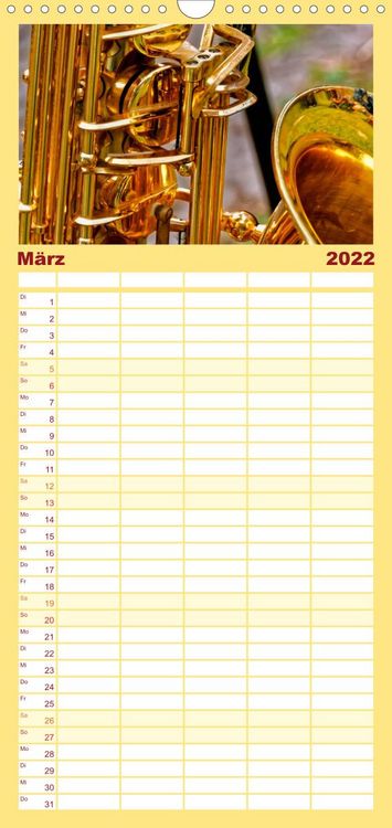 Produktbild: Familienplaner Saxophon - sch&ouml;n und sexy (Wandkalender 2022 , 21 cm x 45 cm, hoch)