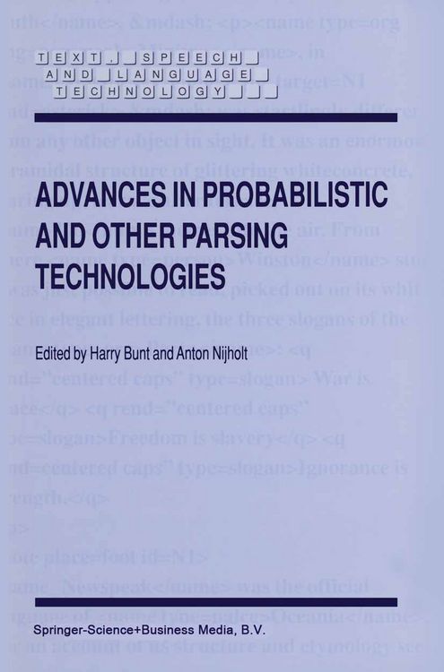 Produktbild: Advances in Probabilistic and Other Parsing Technologies