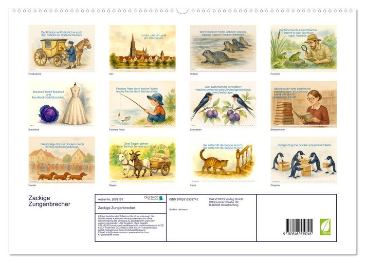 Produktbild: Zackige Zungenbrecher (hochwertiger Premium Wandkalender 2026 DIN A2 quer), Kunstdruck in Hochglanz