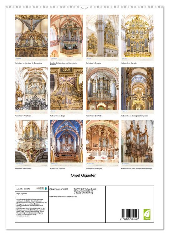 Produktbild: Orgel Giganten (hochwertiger Premium Wandkalender 2027 DIN A2 hoch), Kunstdruck in Hochglanz