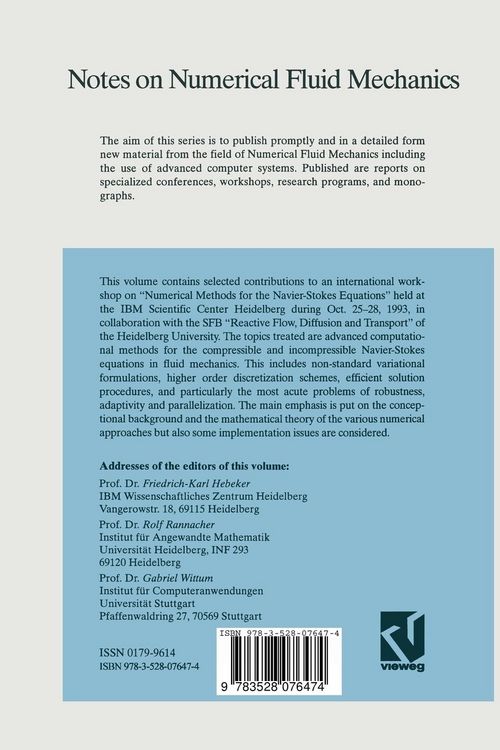 Produktbild: Numerical methods for the Navier-Stokes equations