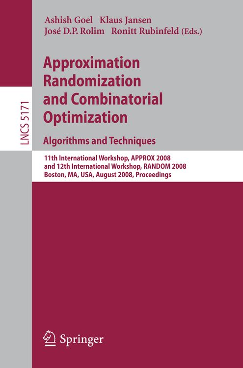 Produktbild: Approximation, Randomization and Combinatorial Optimization. Algorithms and Techniques