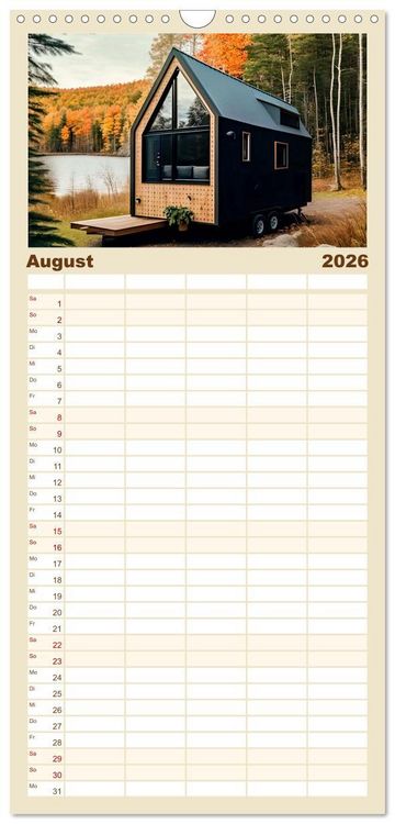 Produktbild: Familienplaner 2026 - Tiny Houses - wohnen auf kleinstem Raum mit 5 Spalten (Wandkalender, 21 x 45 cm) CALVENDO