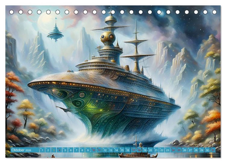 Produktbild: Futuristische Giganten Eine Welt von Morgen (Tischkalender 2026 DIN A5 quer), CALVENDO Monatskalender