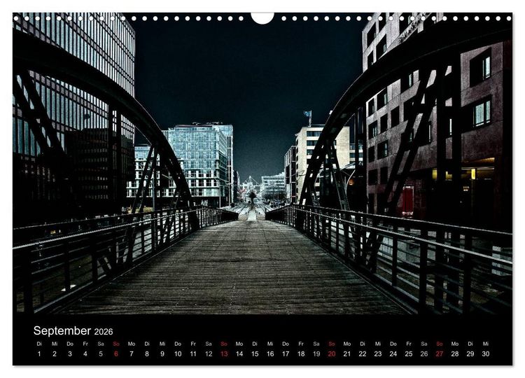 Produktbild: hamburg - night views (Wandkalender 2026 DIN A3 quer), CALVENDO Monatskalender