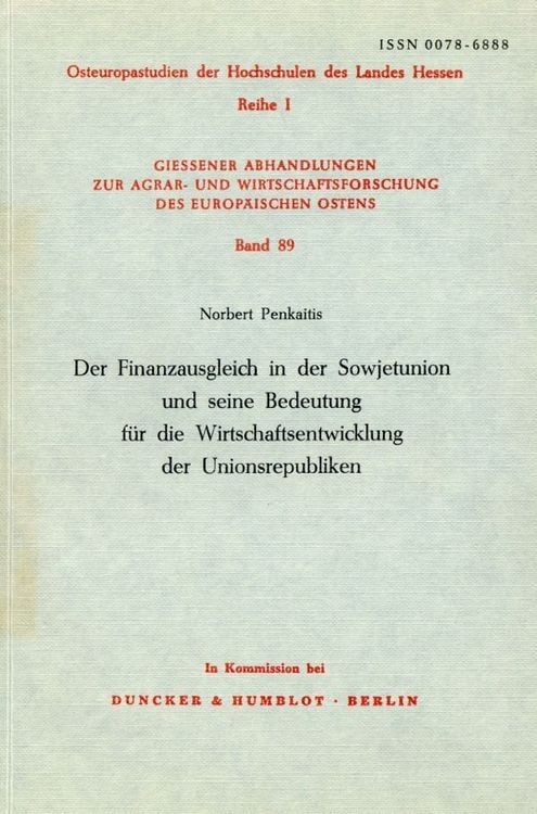 Produktbild: Der Finanzausgleich in der Sowjetunion und seine Bedeutung f&uuml;r die Wirtschaftsentwicklung der Unionsrepubliken.