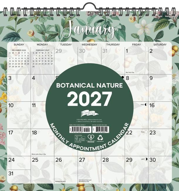 Produktbild: Botanical Nature 2027 12 X 12 Spiral Wall Calendar
