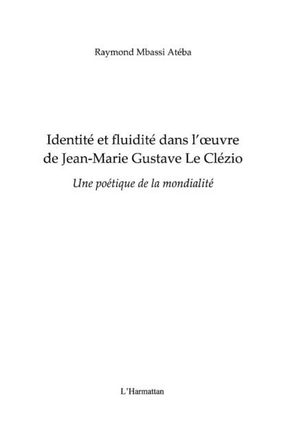 Produktbild: Identite et fluidite dans l'oeuvre de jean-marie gustave le