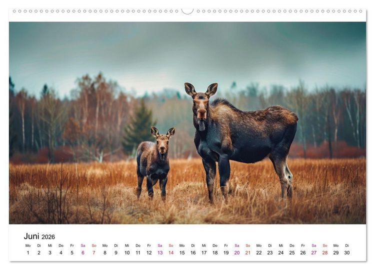 Produktbild: Elche - sch&ouml;ne Momente (Wandkalender 2026 DIN A2 quer), CALVENDO Monatskalender