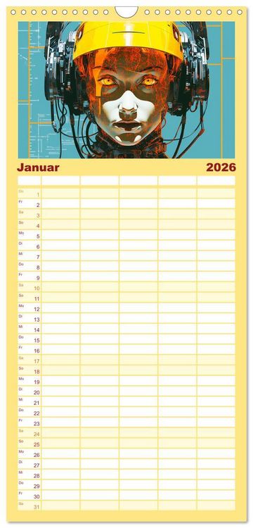 Produktbild: Familienplaner 2026 - Roboter Portraits. Zukunft und Visionen mit 5 Spalten (Wandkalender, 21 x 45 cm) CALVENDO