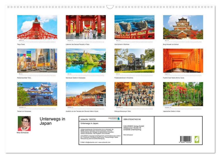 Produktbild: Unterwegs in Japan (Wandkalender 2026 DIN A2 quer), CALVENDO Monatskalender