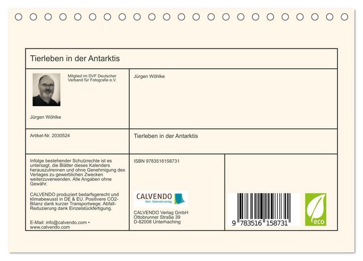 Produktbild: Tierleben in der Antarktis (Tischkalender 2026 DIN A5 quer), CALVENDO Monatskalender
