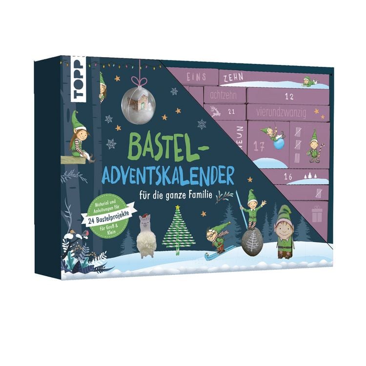 Produktbild: Familien-Bastel-Adventskalender - 24 Bastelprojekte mit Material