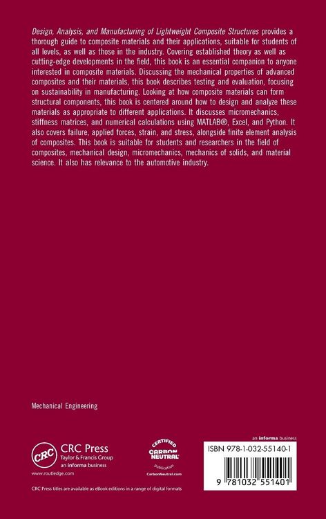 Produktbild: Design, Analysis, and Manufacturing of Lightweight Composite Structures