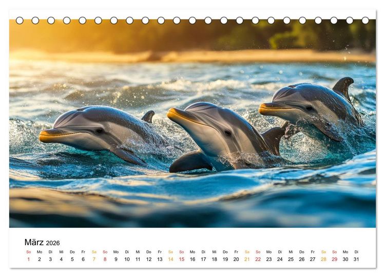Produktbild: Delfine - Wellen K&uuml;nstler (Tischkalender 2026 DIN A5 quer), CALVENDO Monatskalender