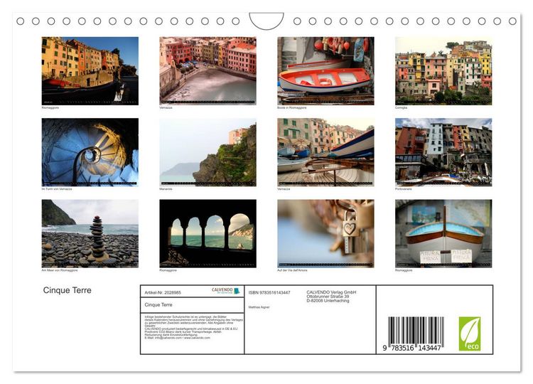 Produktbild: Cinque Terre (Wandkalender 2026 DIN A4 quer), CALVENDO Monatskalender
