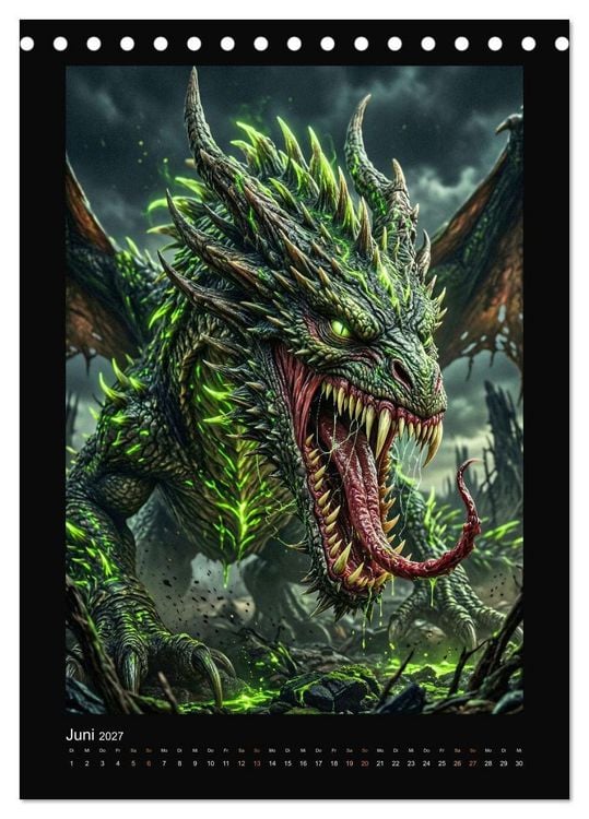 Produktbild: Drachen - Magische Herrscher, Dark‑Fantasy Wandkalender (Tischkalender 2027 DIN A5 hoch), CALVENDO Monatskalender