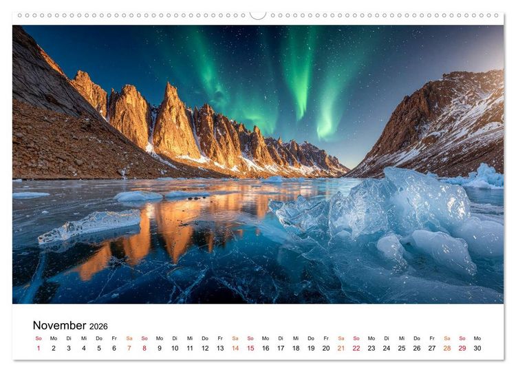 Produktbild: Aurora Borealis - Polarlicht Nordlicht (hochwertiger Premium Wandkalender 2026 DIN A2 quer), Kunstdruck in Hochglanz