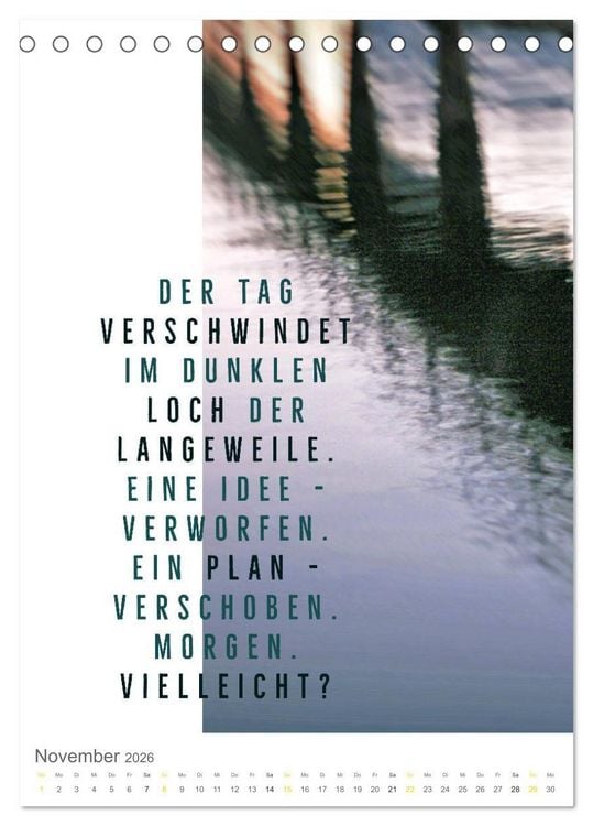 Produktbild: Tagesfarben - Poesie in Wort und Bild (Tischkalender 2026 DIN A5 hoch), CALVENDO Monatskalender