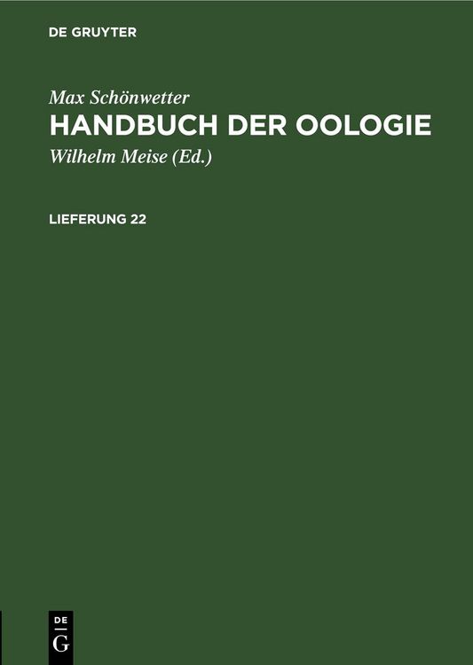 Produktbild: Handbuch der Oologie. Lieferung 22