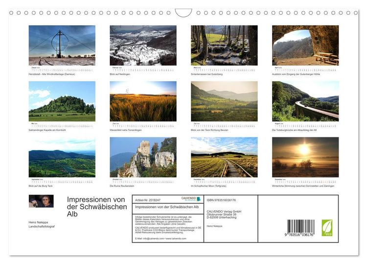 Produktbild: Impressionen von der Schw&auml;bischen Alb (Wandkalender 2026 DIN A3 quer), CALVENDO Monatskalender