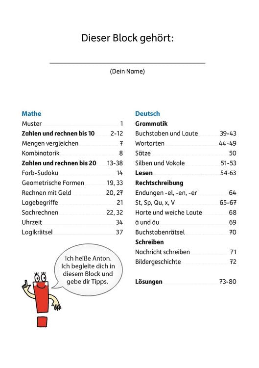 Produktbild: Mathe und Deutsch 1. Klasse &Uuml;bungsblock