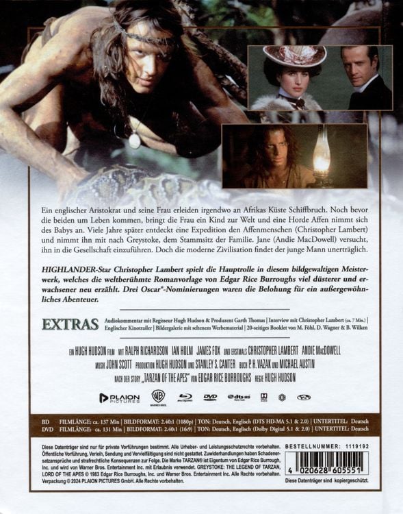 Produktbild: Greystoke - Die Legende von Tarzan, Herr der Affen - Mediabook (Blu-ray+DVD)