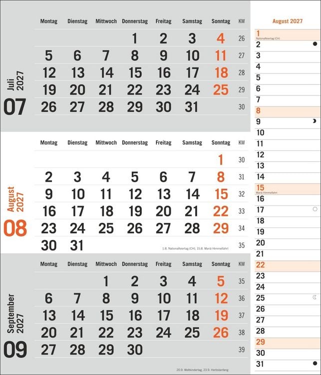 Produktbild: times&more 3-Monatsplaner, orange 2027