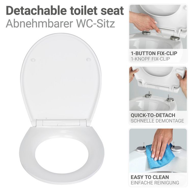 Produktbild: WC-Sitz Mod. Menin, mehrfarbig, Duroplast, Edelstahl, 38x44,5 cm, easy-close Absenkautomatik