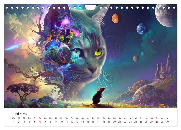 Produktbild: Kunst Katzen (Wandkalender 2026 DIN A4 quer), CALVENDO Monatskalender