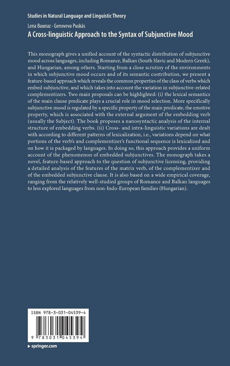 Produktbild: A Cross-linguistic Approach to the Syntax of Subjunctive Mood