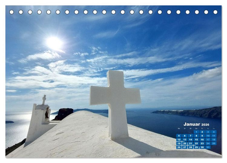 Produktbild: SANTORIN &ndash; Die atemberaubende Sch&ouml;nheit der magischen Insel (Tischkalender 2026 DIN A5 quer), CALVENDO Monatskalender