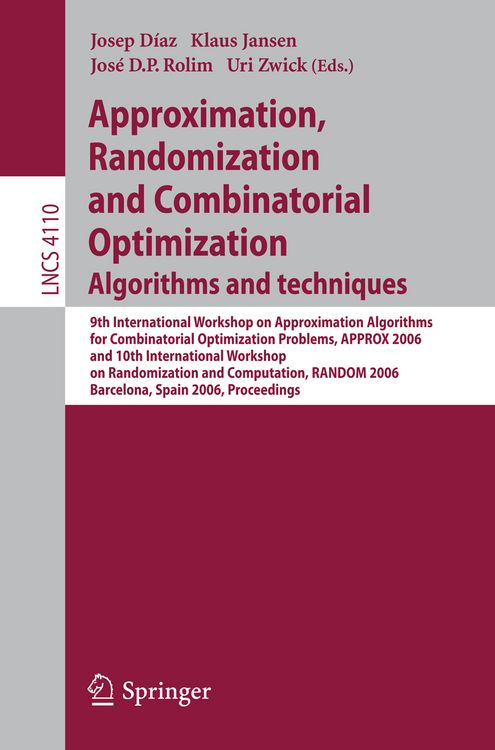Produktbild: Approximation, Randomization, and Combinatorial Optimization. Algorithms and Techniques