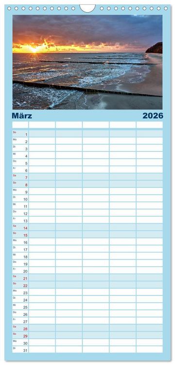 Produktbild: Familienplaner 2026 - Vorpommern im Fokus mit 5 Spalten (Wandkalender, 21 x 45 cm) CALVENDO