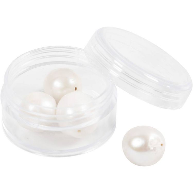 Produktbild: Creativ Company S&uuml;&szlig;wasserperlen, L&auml;ngs perforiert, D 13-14 mm, Lochgr&ouml;&szlig;e 0,8 mm, Perlmutt, 4 Stk