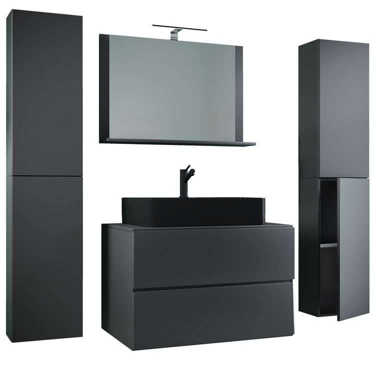 Produktbild: 5-tlg Waschtisch Badm&ouml;bel 80cm Lendas XL Schublade