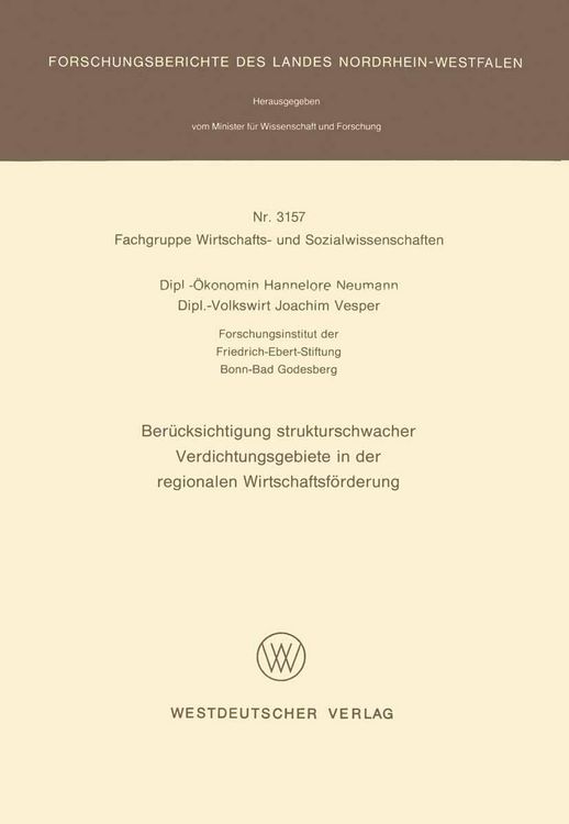 Produktbild: Ber&uuml;cksichtigung strukturschwacher Verdichtungsgebiete in der regionalen Wirtschaftsf&ouml;rderung