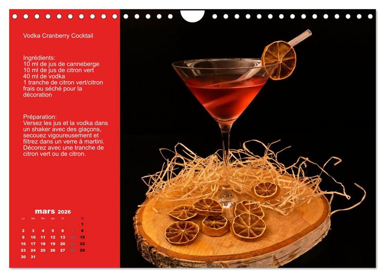 Produktbild: Cocktails de vodka Fascination (Calendrier mural 2026 DIN A4 vertical), CALVENDO calendrier mensuel
