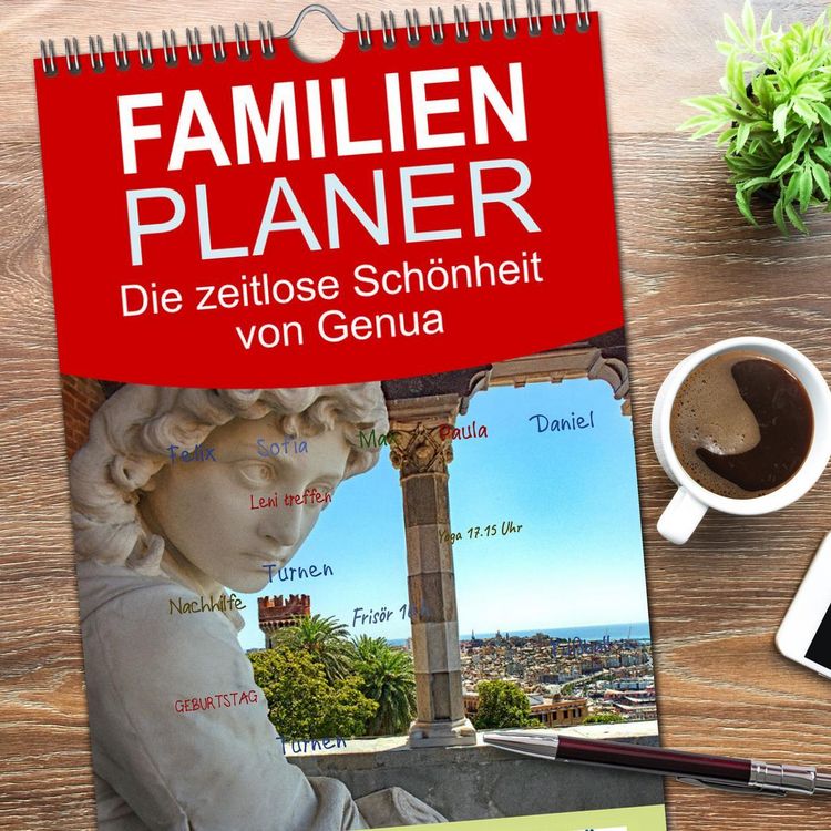 Produktbild: Familienplaner 2026 - Die zeitlose Sch&ouml;nheit von Genua mit 5 Spalten (Wandkalender, 21 x 45 cm) CALVENDO
