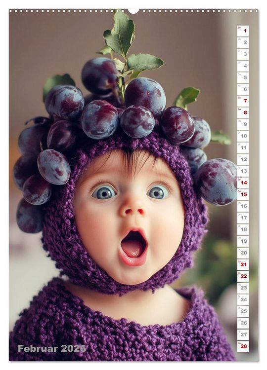 Produktbild: Babys in Bestform - Lustige Fr&uuml;chtchen (hochwertiger Premium Wandkalender 2026 DIN A2 hoch), Kunstdruck in Hochglanz