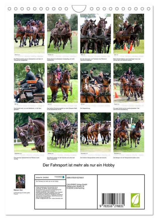 Produktbild: Der Fahrsport ist mehr als nur ein Hobby (Wandkalender 2026 DIN A4 hoch), CALVENDO Monatskalender