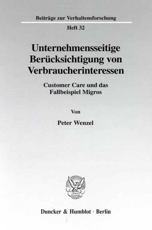 Bild vom Artikel Unternehmensseitige Berücksichtigung von Verbraucherinteressen. vom Autor Peter Wenzel