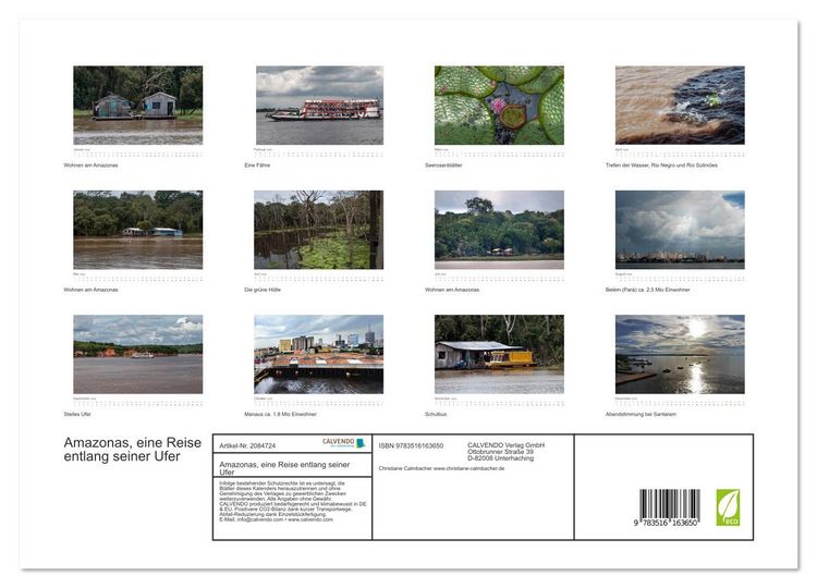 Produktbild: Amazonas, eine Reise entlang seiner Ufer (hochwertiger Premium Wandkalender 2026 DIN A2 quer), Kunstdruck in Hochglanz