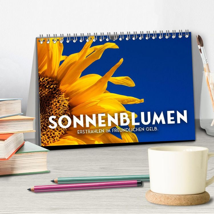 Produktbild: Sonnenblumen - Erstrahlen im freundlichen Gelb. (Tischkalender 2026 DIN A5 quer), CALVENDO Monatskalender