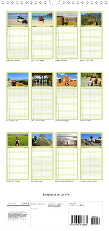 Produktbild: Familienplaner Backpacker um die Welt (Wandkalender 2022 , 21 cm x 45 cm, hoch)